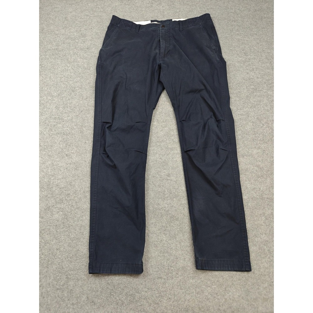 Relwen Pants Mens 34x30 Blue Canvas Stretch Chino Casual Slash Pocket Cotton